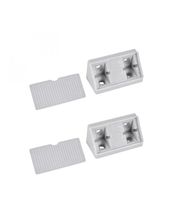 Hoekverbinder met afwerkkapje. grijs.