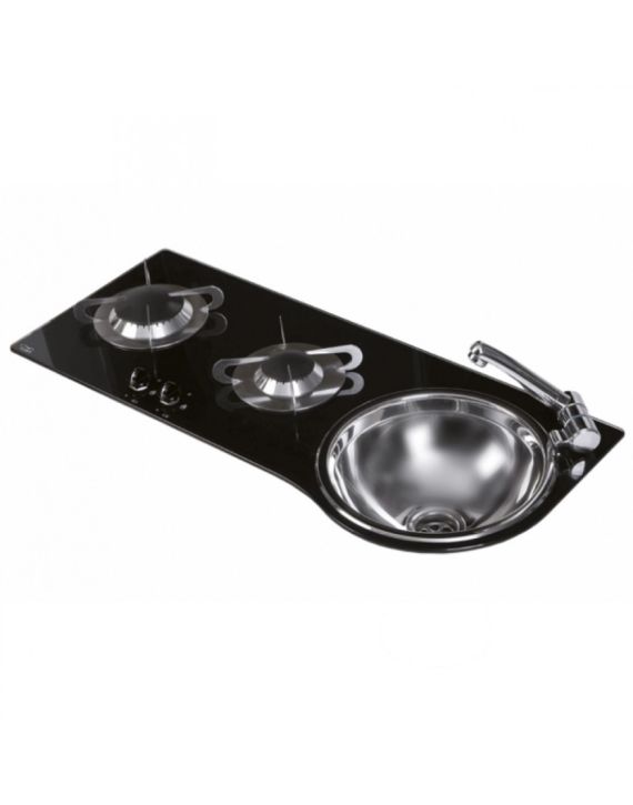 Can  Kookplaat 2-Pits met Spoelbak Rechts PV1364 Crystal