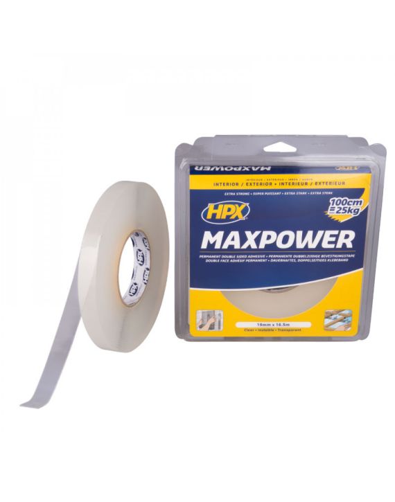 HPX Max Power Bevestigingstape 16.5mtrx19mm Transparant