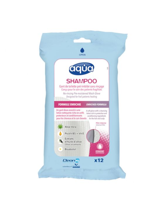 Aqua Washand Vochtig Shampoo 12st.