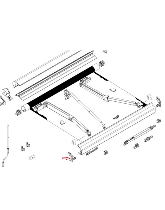 Dometic Eindkap Leadrail Links PR2000 Wit